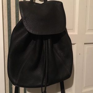 Coach Slouchy Drawstring Black Leather Backpack
